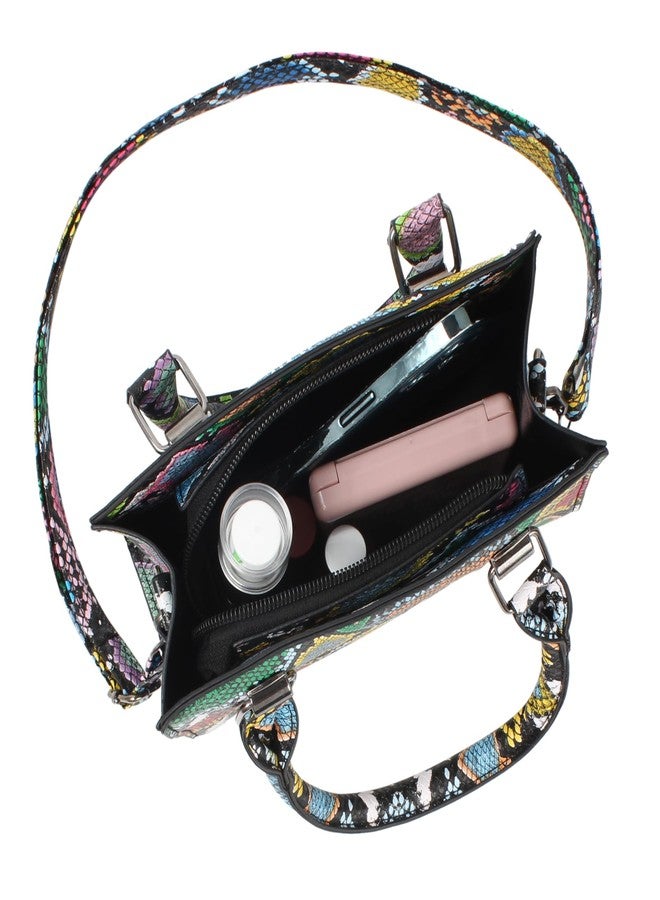 AISI Women Leather Handbag Purse Snakeskin Pattern Shoulder Handbag PU Leather Bucket Tote Bag Top-Handle Satchel - Image 2