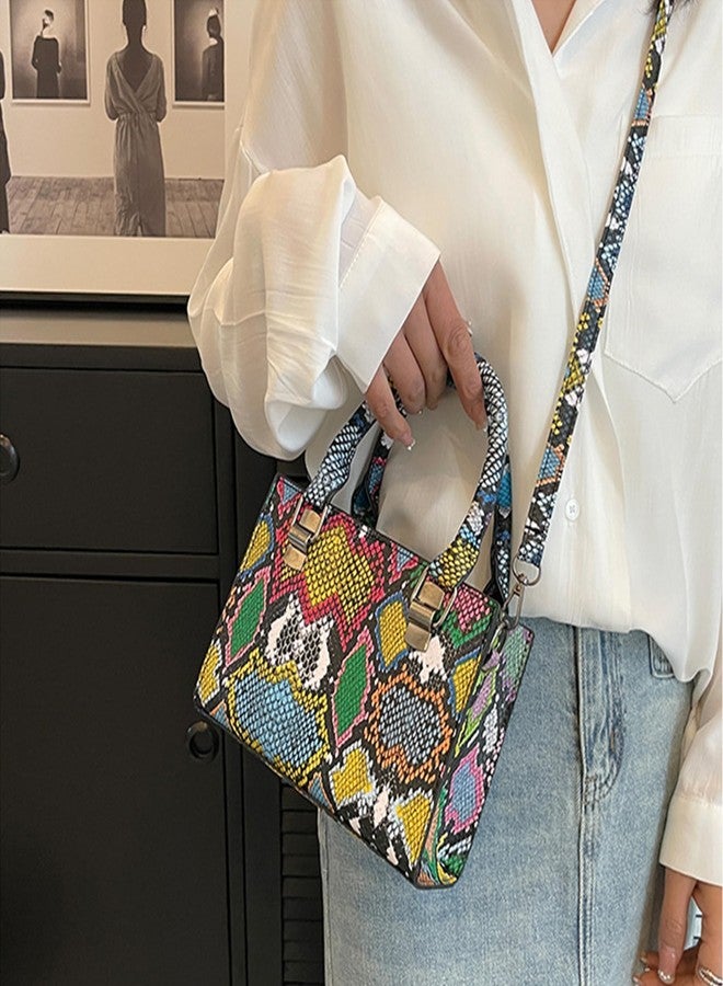 AISI Women Leather Handbag Purse Snakeskin Pattern Shoulder Handbag PU Leather Bucket Tote Bag Top-Handle Satchel - Image 5