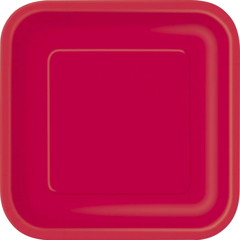 Ruby Red Solid Round Dinner Paper Plates 9 Pack of 14 Durable EcoFriendly Disposable Tableware Perfect for Parties Celebrations