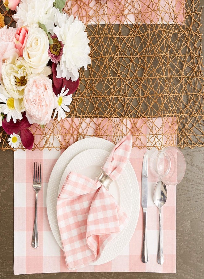 DII Gingham Check Tabletop Collection, Pink, Placemat Set - Image 4