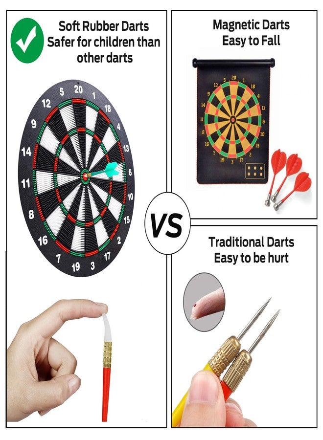 Theefun Safety Dart Board Set -16 Inch Rubber Dartboard Game with 6 Soft Tip Darts for Men Women, Party, Office Family Leisure Sport - Image 4