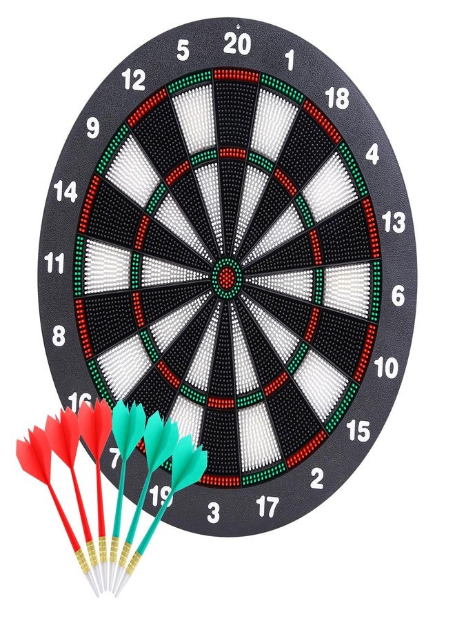 Theefun Safety Dart Board Set -16 Inch Rubber Dartboard Game with 6 Soft Tip Darts for Men Women, Party, Office Family Leisure Sport - Image 1