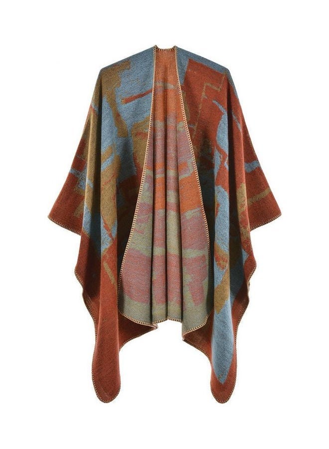 جولي شال مزود برسومات برتقالي/أزرق/أخضر - Image 2