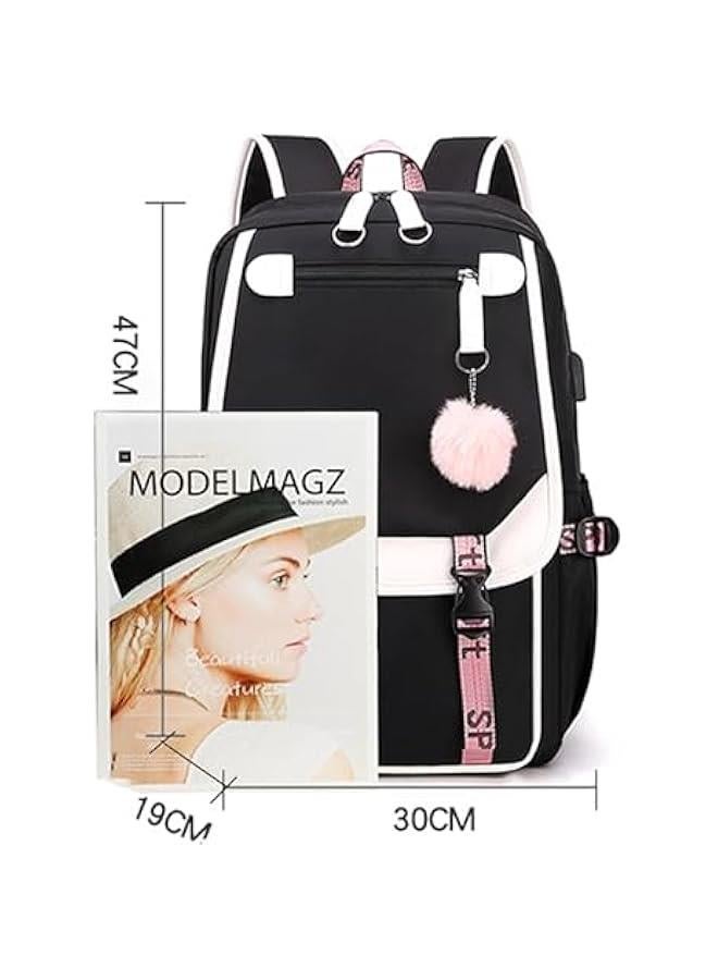 Arabest Anime Kuromi Print Business Casual Laptop Shoulders Backpack Travel Hiking Daypacks Rucksack 17 Inch - Image 2