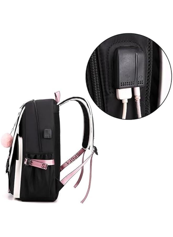 Arabest Anime Kuromi Print Business Casual Laptop Shoulders Backpack Travel Hiking Daypacks Rucksack 17 Inch - Image 4