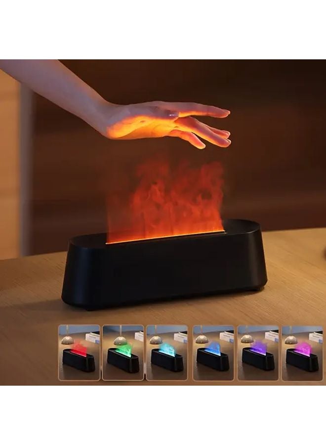 Black 7 Color Flame Diffuser Humidifier USB Essential Oil Air Aroma Night Light - Image 3
