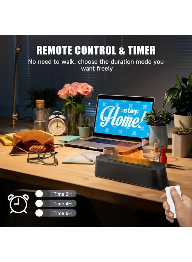 Black 7 Color Flame Diffuser Humidifier USB Essential Oil Air Aroma Night Light - Image 5