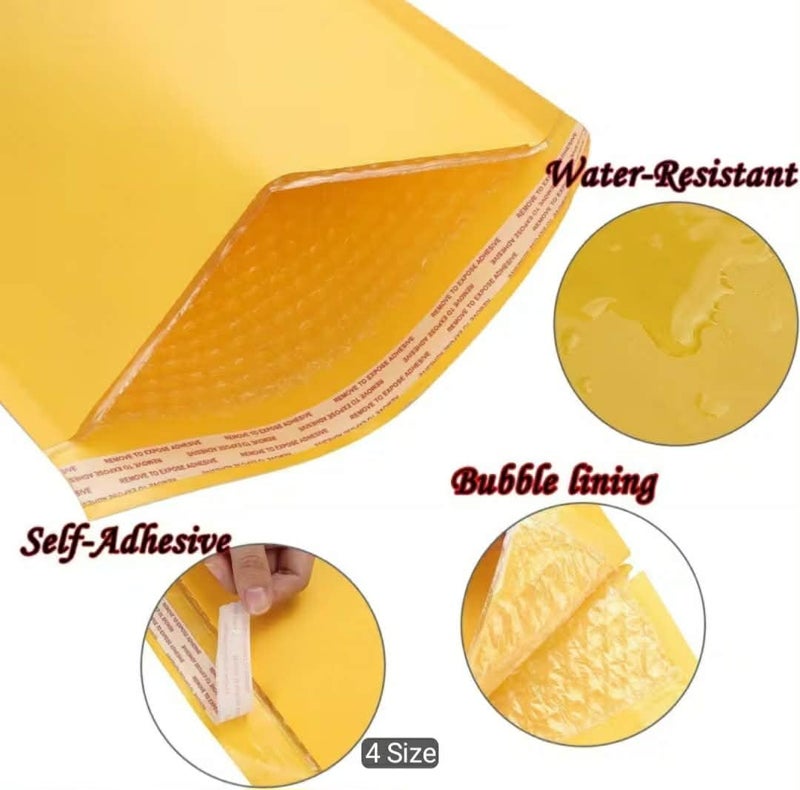 Bubble Padded Envelopes, Yellow Bubble Envelopes, Waterproof, Self Adhesive, 10 Pieces - 11cm x 17cm - Image 2