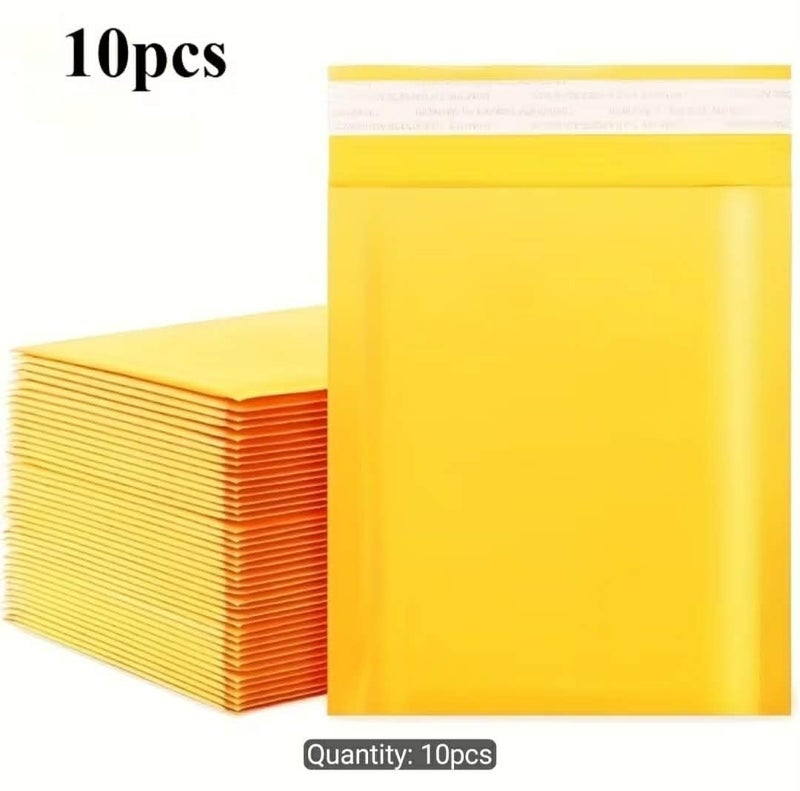 Bubble Padded Envelopes, Yellow Bubble Envelopes, Waterproof, Self Adhesive, 10 Pieces - 11cm x 17cm - Image 1