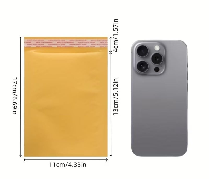Bubble Padded Envelopes, Yellow Bubble Envelopes, Waterproof, Self Adhesive, 10 Pieces - 11cm x 17cm - Image 3