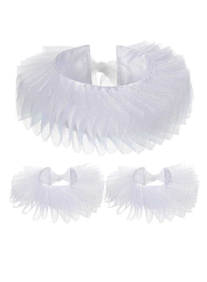 Renaissance Collar and Cuff Set Elegant Victorian Costume Accessories Handwork Cosplay Accessories Wrist Cuffs Ruffled Neck Collar - Image 1