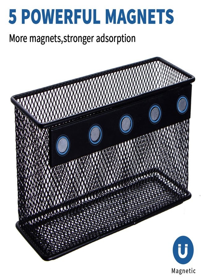 dedoot Magnetic Pencil Holder for refrigerator , Storage Magnetic Basket Mesh Black Strong Magnetic Pen Holder for Refrigerator ,Whiteboard, Locker, Home and Office Organizer, 6.3x2.3x3.6inch - Image 3