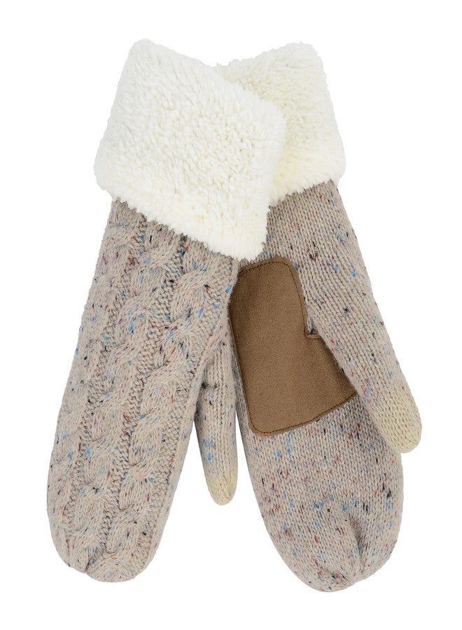 Zando Women's Winter Gloves with Warm Lining and Thick Wool - Knitted Mittens with Fleece Lining for Cold Weather - Adult Khaki - Image 2