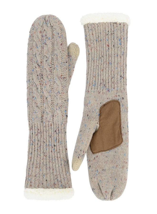 Zando Women's Winter Gloves with Warm Lining and Thick Wool - Knitted Mittens with Fleece Lining for Cold Weather - Adult Khaki - Image 3