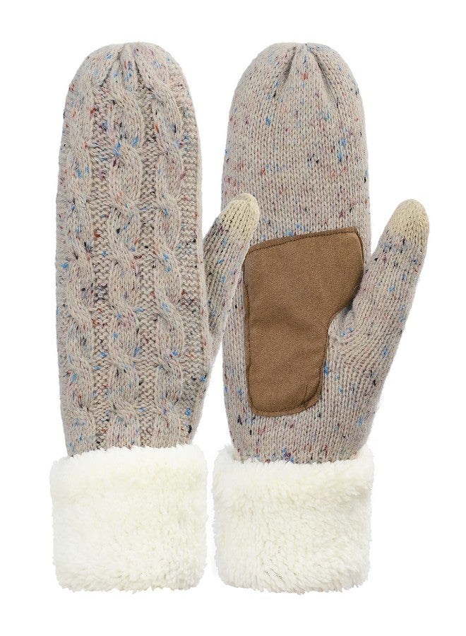 Zando Women's Winter Gloves with Warm Lining and Thick Wool - Knitted Mittens with Fleece Lining for Cold Weather - Adult Khaki - Image 1