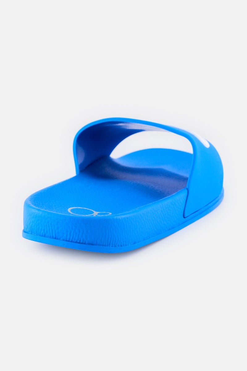 Ocean Pacific Men Brand Logo Slip On Slides, Blue  - Image 3