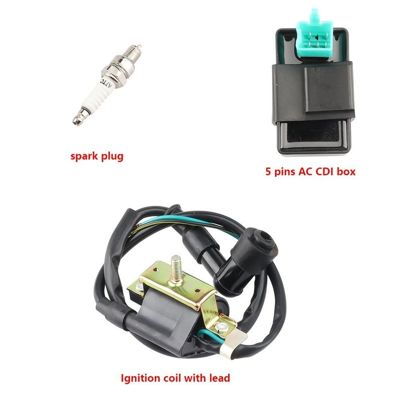 طقم ملف الإشعال CDI AC وشمعات الإشعال للدراجات النارية 3 قطع مناسب لسكوتر 50cc و125cc وATV - Image 2