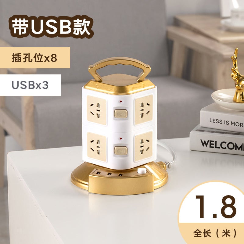 Smart Vertical Socket With Usb Mobile Phone Charging Plug-In Multi-Function Plug-In Board Home Creative Three-Dimensional Plug-In Cable - Image 1