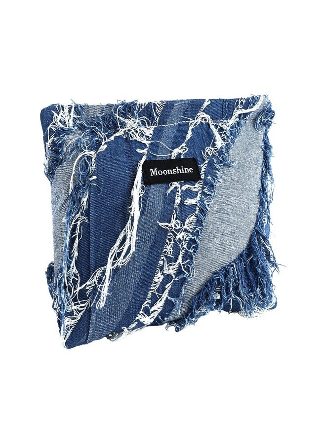 PLwelth Denim Makeup Bag for Women Girls Large Cosmetic Bag Jean Tote Bags Denim Pattern Makeup Toiletry Purse Travel Canvas Make Up Organizer Tool Pouch Cute Aesthetic Accessories Storage - Image 1