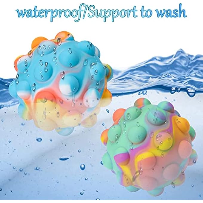 N.C Pop It Ball Fidget Toys, Stress Balls 3 Pack 3D Round Pop on it Rainbow with Bubbles, Squeeze Sensory Toys for Stress Relief, Holiday Birthday Gifts for Girls, Boys, Kids, Adults, - Image 3