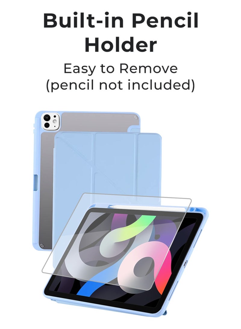 glassology iPad Pro 13 (2024) Case with Screen Protector – Y-Fold Stand, Pencil Holder, Shockproof Cover | Auto Wake/Sleep, Slim Protective Case & HD Screen Guard Combo (Blue) - Image 3