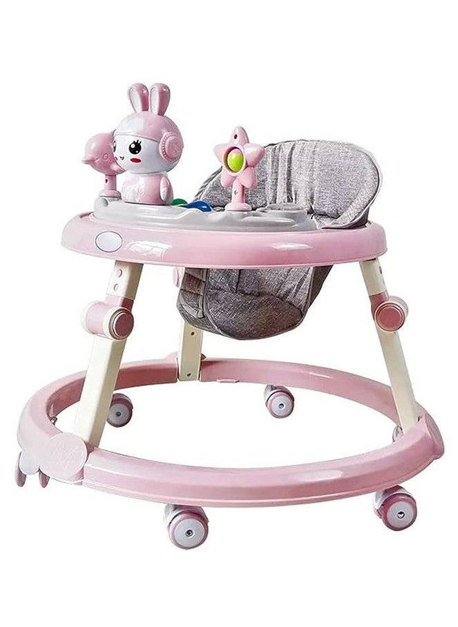 Baby Walker - Baby Walker With Toys And Music - Baby Walker - Teaching The Child To Walk - Adjustable In Height And Easily Foldable - For Teaching Children To Walk And Strengthening Leg Muscles - Anti-Roll And A Fun Babysitter, Ideal For The Child And A Designated Place For Food And - Pink Color - Image 1