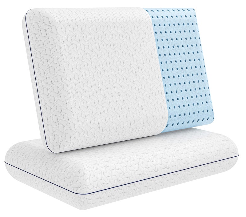 Vaverto Cooling Gel Memory Foam Pillow - 2-Pack - King Size Bed Pillows For Sleeping - Medium-Firm - Back, Stomach and Side Sleeper Pillow - Shoulder & Back Pain Relief - Washable , Bamboo Viscose Cover - Image 1