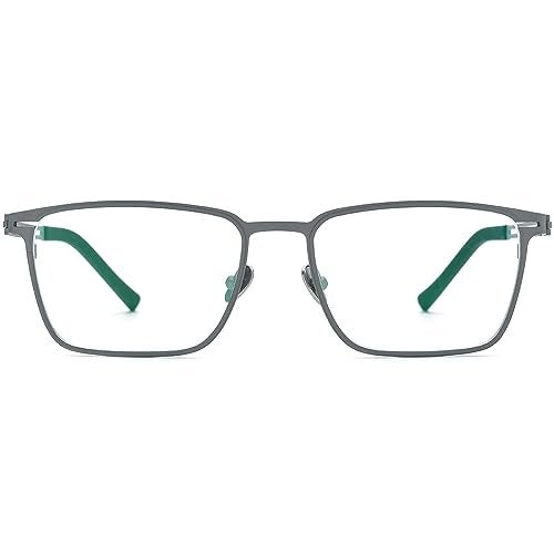 FONEX Pure Titanium Glasses Frame Men Square Eyeglasses Optical Eyewear (F85779 Grey, Clear) - Image 5