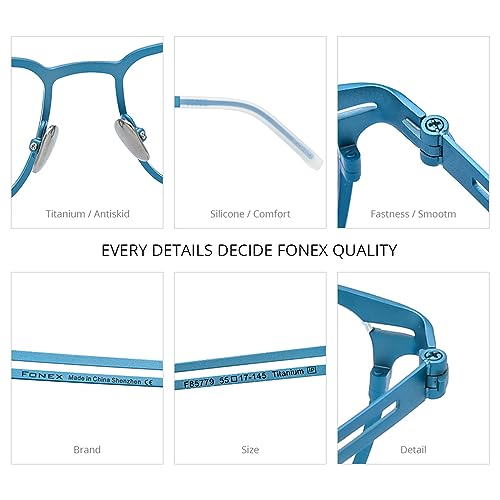 FONEX Pure Titanium Glasses Frame Men Square Eyeglasses Optical Eyewear (F85779 Grey, Clear) - Image 4