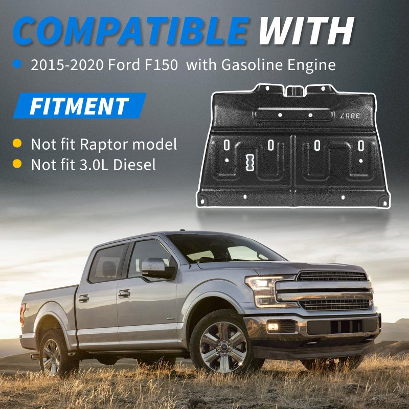 Lazenta ML3Z-7222-D Front Engine Splash Shield Upgrade Manganese Steel Compatible with 2015-2020 Ford F150,Front Under Car Splash Shield Lower Cover - Image 2