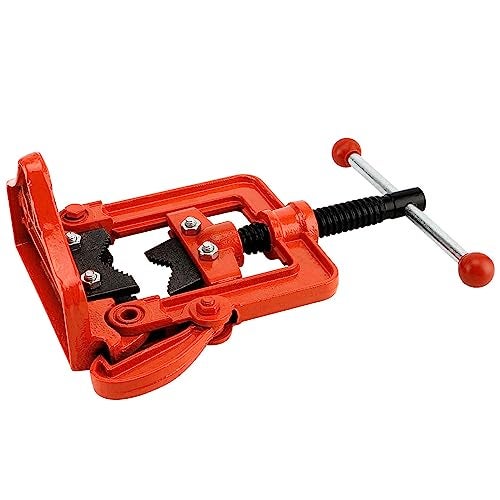 MUKLEI 2 Pack 0.4 to 2.4 Inches Heavy Duty Pipe Vise, Forged Bench Yoke Pipe Vice Threader Pipe Plumbing Vise for Cutting, Fixing Pipes from 10 to 60mm, Orange - Image 5