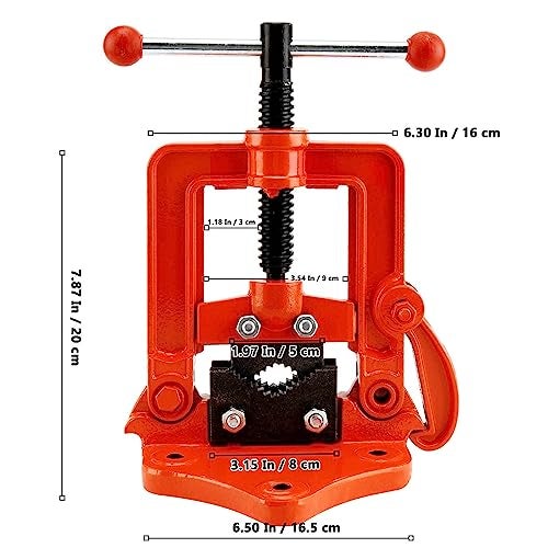 MUKLEI 2 Pack 0.4 to 2.4 Inches Heavy Duty Pipe Vise, Forged Bench Yoke Pipe Vice Threader Pipe Plumbing Vise for Cutting, Fixing Pipes from 10 to 60mm, Orange - Image 2