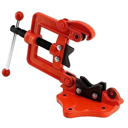MUKLEI 2 Pack 0.4 to 2.4 Inches Heavy Duty Pipe Vise, Forged Bench Yoke Pipe Vice Threader Pipe Plumbing Vise for Cutting, Fixing Pipes from 10 to 60mm, Orange - Image 4