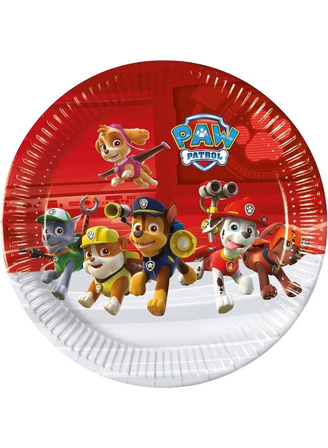 Paw Patrol Ready for Action Paper Plates – 23 cm Round Disposable Plates for Kids Parties, Birthdays, Paw Patrol Themed Celebrations, Chase Marshall Skye Rocky Rubble Characters – Pack of 8