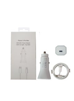 Generic 20W Car Charger USB C Power Adapter For iPhone 13 With Type C to Lightning Cable White  - Image 1