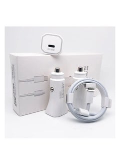 Generic 20W Car Charger USB C Power Adapter For iPhone 13 With Type C to Lightning Cable White  - Image 3