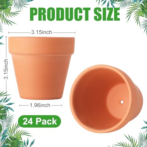Baxrou Terra Cotta Pots, 24 Pack 3.15 Inch Mini Clay Pot with Drainage Holes,Cactus Flower Nursery Terracotta Pots for Indoor/Outdoor Succulent Plants, Crafts, Wedding Favor - Image 2