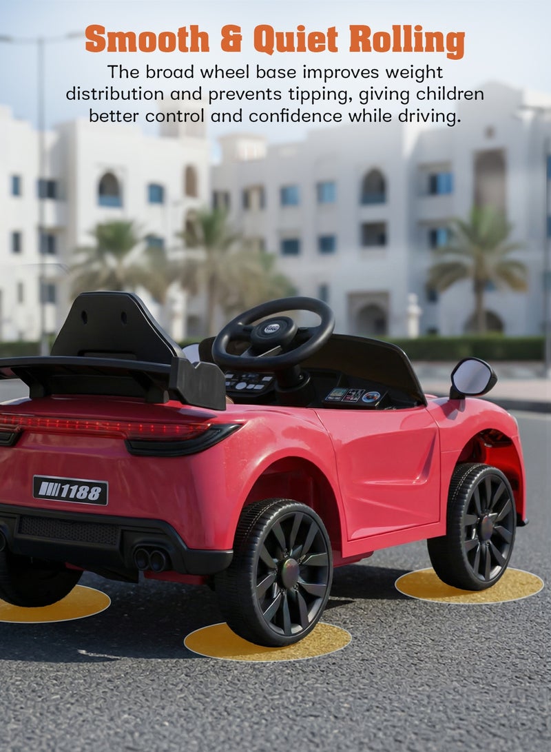 BAYBEE Battery operated Car for Kids, Kids Ride on Car with Led Light, Music & Remote Control｜Battery Baby Car Ride on Toy｜Childrens Car for Toddlers ｜Electric Car for Kids 2 to 5 Years Boys Girls Red - Image 5