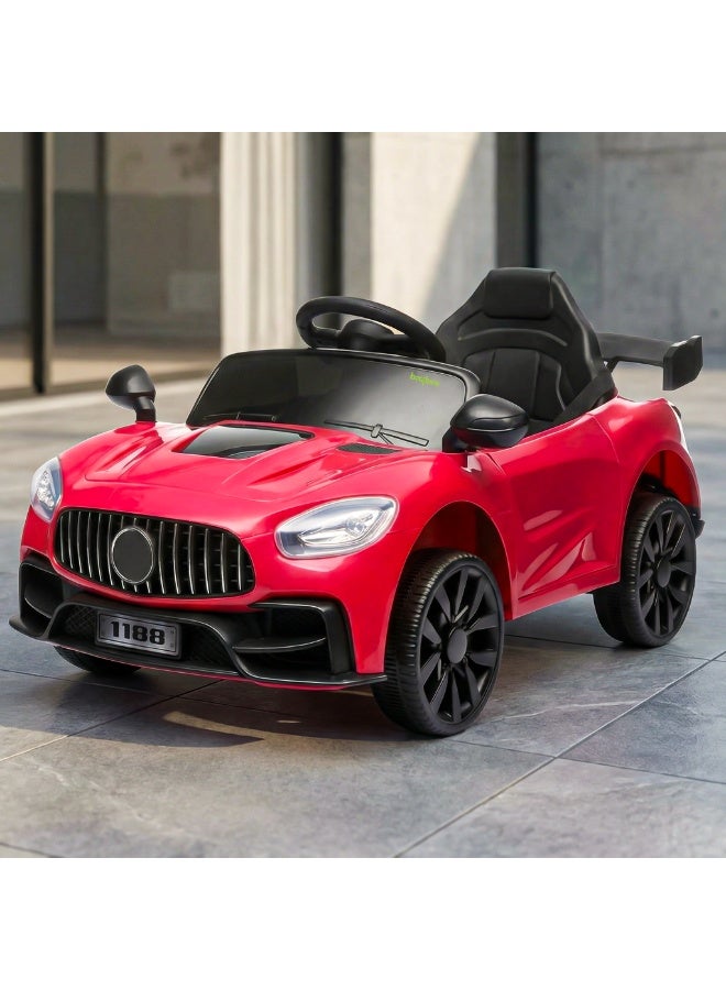 BAYBEE Battery operated Car for Kids, Kids Ride on Car with Led Light, Music & Remote Control｜Battery Baby Car Ride on Toy｜Childrens Car for Toddlers ｜Electric Car for Kids 2 to 5 Years Boys Girls Red - Image 1