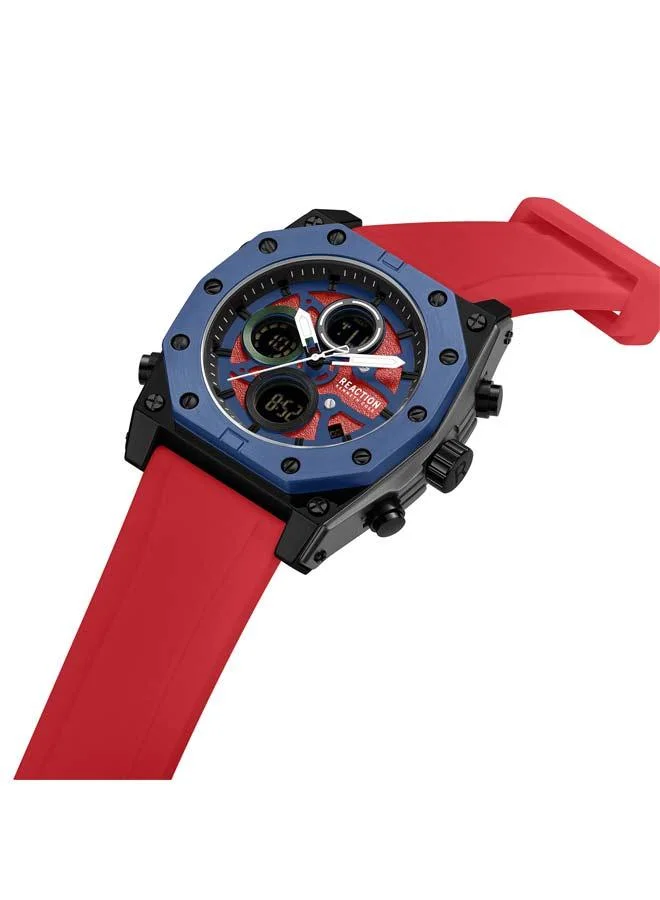Kenneth Cole Reaction Red Dial Red Silicone Strap Analog-digital Watch for Men, 52.4mm
