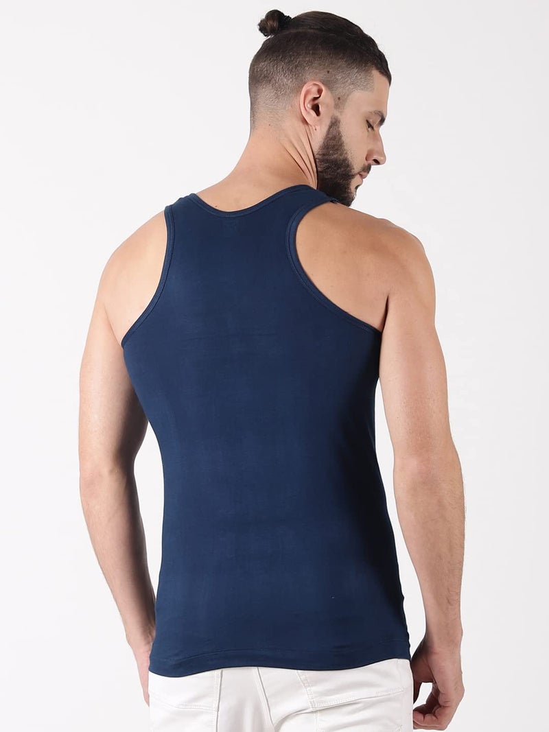 Dollar Lehar Combed Cotton Men's Multicolour Vest - Pack of 5 - Actual Colour May Vary - Image 3