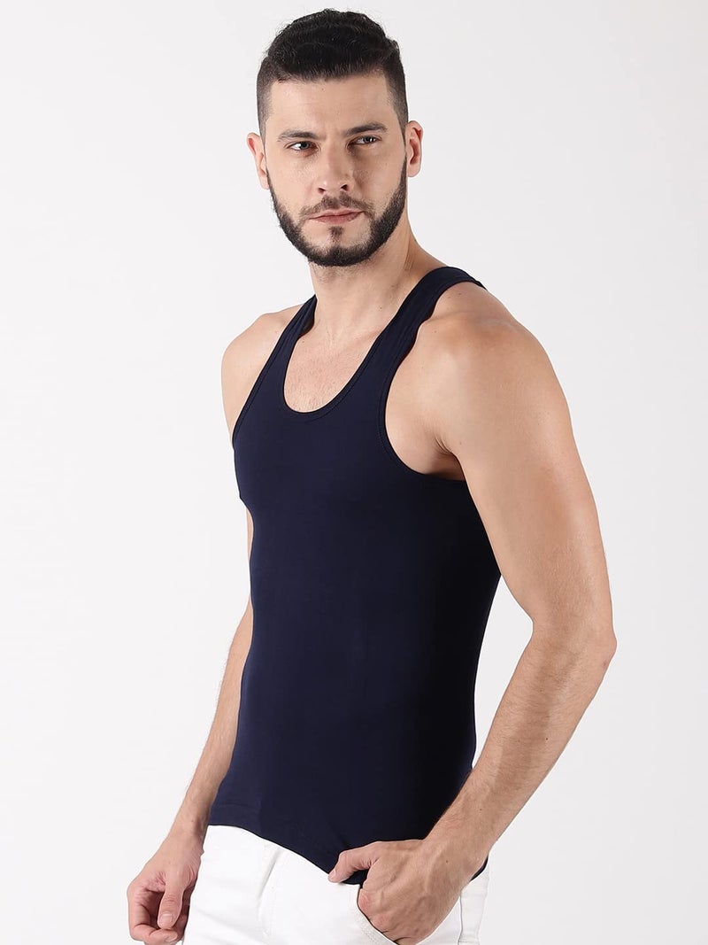 Dollar Lehar Combed Cotton Men's Multicolour Vest - Pack of 5 - Actual Colour May Vary - Image 2