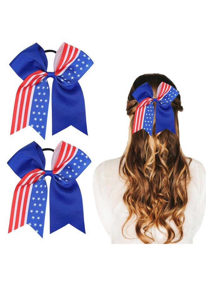 Kistreao - 4th of July Hair Ribbon for Girl Women Star Bow Elastic Hair Ties Independent Day Hair Band 4th of July Parade Hair Accessories Stretchy Hair Ropes Hair Loop Ponytail Holders for Thick Hair - Image 1