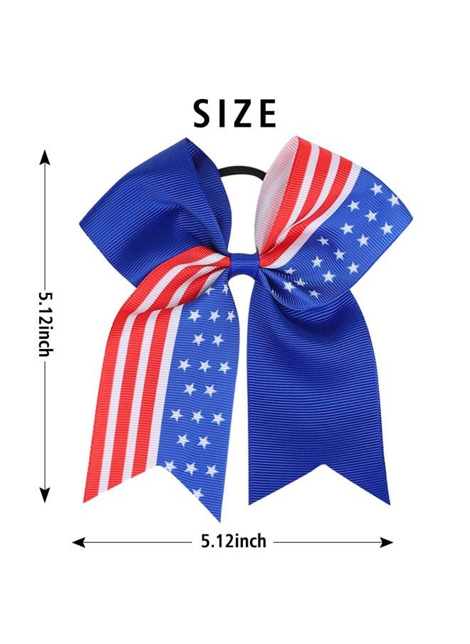 Kistreao - 4th of July Hair Ribbon for Girl Women Star Bow Elastic Hair Ties Independent Day Hair Band 4th of July Parade Hair Accessories Stretchy Hair Ropes Hair Loop Ponytail Holders for Thick Hair - Image 1