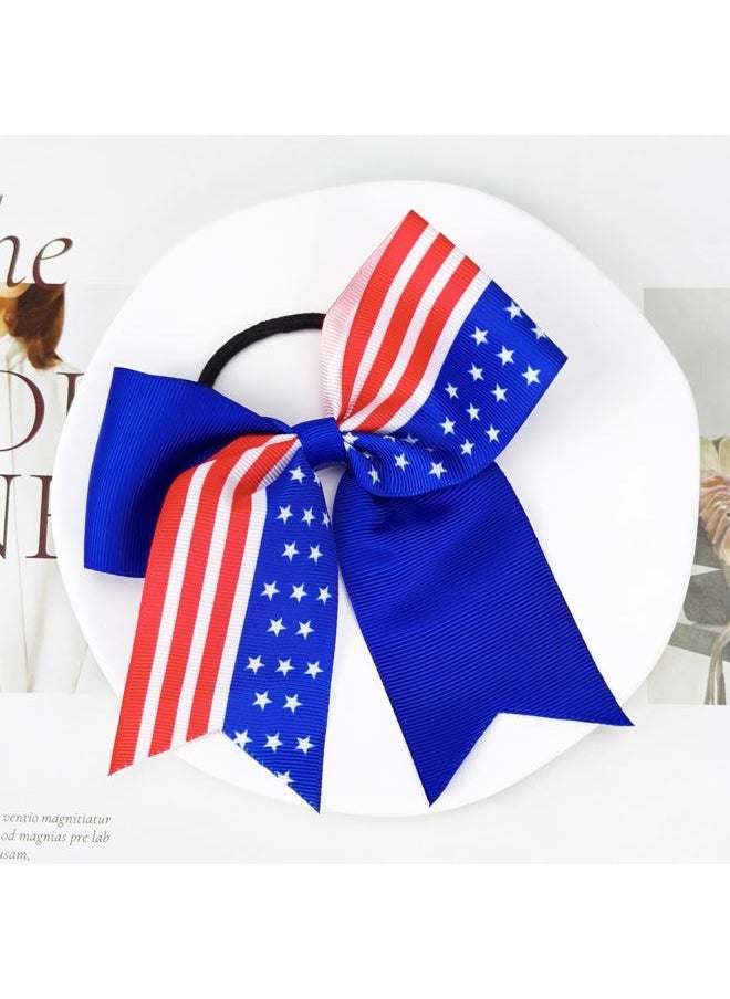 Kistreao - 4th of July Hair Ribbon for Girl Women Star Bow Elastic Hair Ties Independent Day Hair Band 4th of July Parade Hair Accessories Stretchy Hair Ropes Hair Loop Ponytail Holders for Thick Hair - Image 1