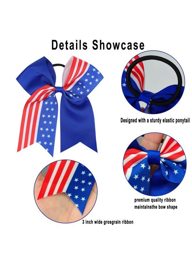 Kistreao - 4th of July Hair Ribbon for Girl Women Star Bow Elastic Hair Ties Independent Day Hair Band 4th of July Parade Hair Accessories Stretchy Hair Ropes Hair Loop Ponytail Holders for Thick Hair - Image 1