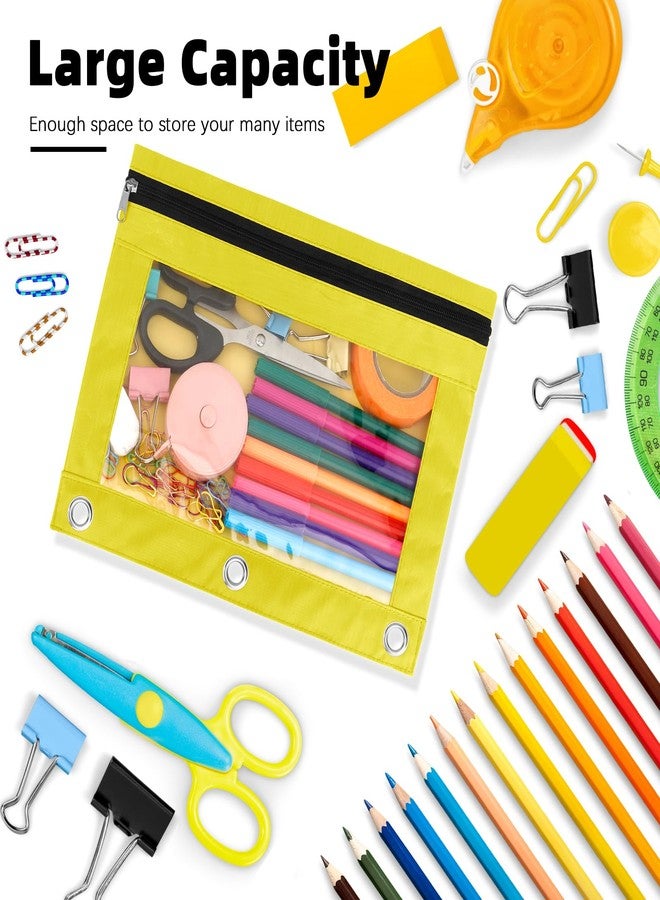 Libemskix Pencil Pouch for 3 Ring Binder, 6 Pack Pencil Bags with Zipper, Large Capacity Pencil Case for Binder Assorted Color Pencil Case Pouch with Clear Window and Grommets Pencil Pocket for Office Supplies - Image 5