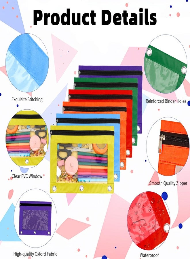Libemskix Pencil Pouch for 3 Ring Binder, 6 Pack Pencil Bags with Zipper, Large Capacity Pencil Case for Binder Assorted Color Pencil Case Pouch with Clear Window and Grommets Pencil Pocket for Office Supplies - Image 4