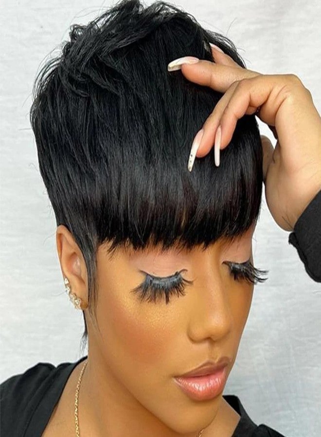 FCHW-wig FCHW Short Hairstyles Pixie Cut Hair Wig For Women Popular Fashion Wigs Synthetic Short Black Hair Wig with Bang - Image 1