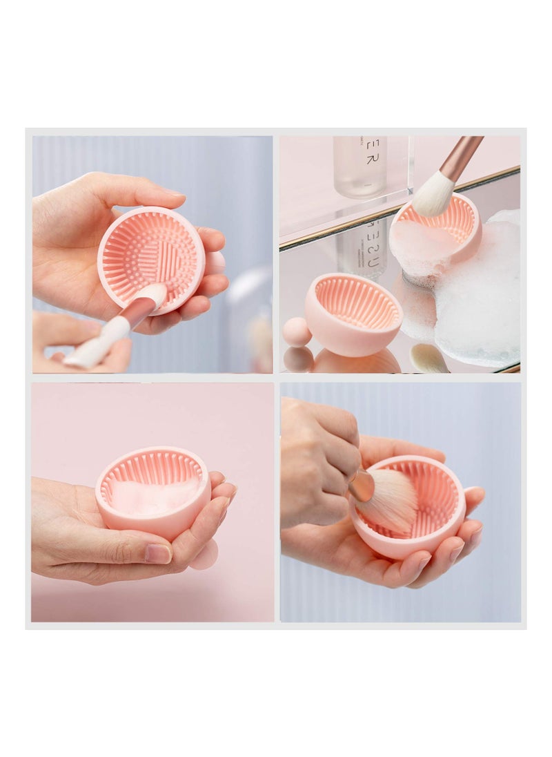 Generic Silicone Makeup Brush Cleaning Mat Portable Scrubber Tool for Easy Brush Washing Pink 1pc  - Image 4